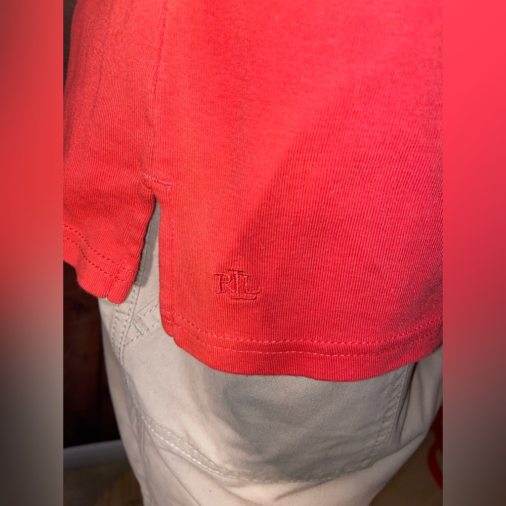 Lauren‎ Ralph Lauren Boat-Neck Stretch T-Shirt, Deco Coral, Size Large-EUC - Picture 5 of 7